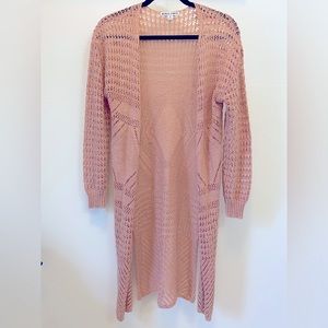 EUC Moral Fiber - Loose knit- long sleeve-women’s cardigan- dusty rose- Size Med